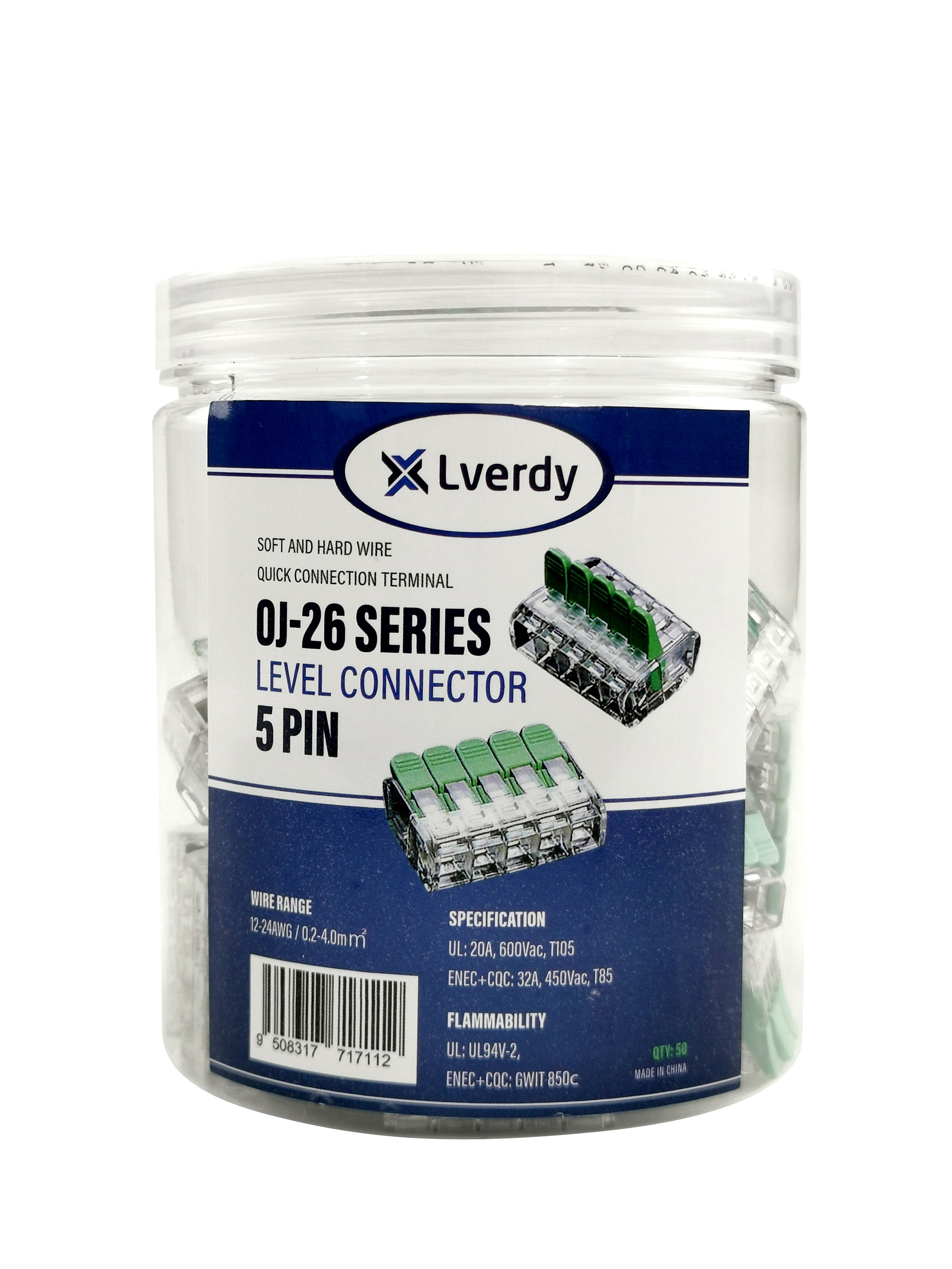 Lverdy Verbindungsklemmen 5-Leiter, 0.2–4.0 mm² (50 Stück) Lverdy