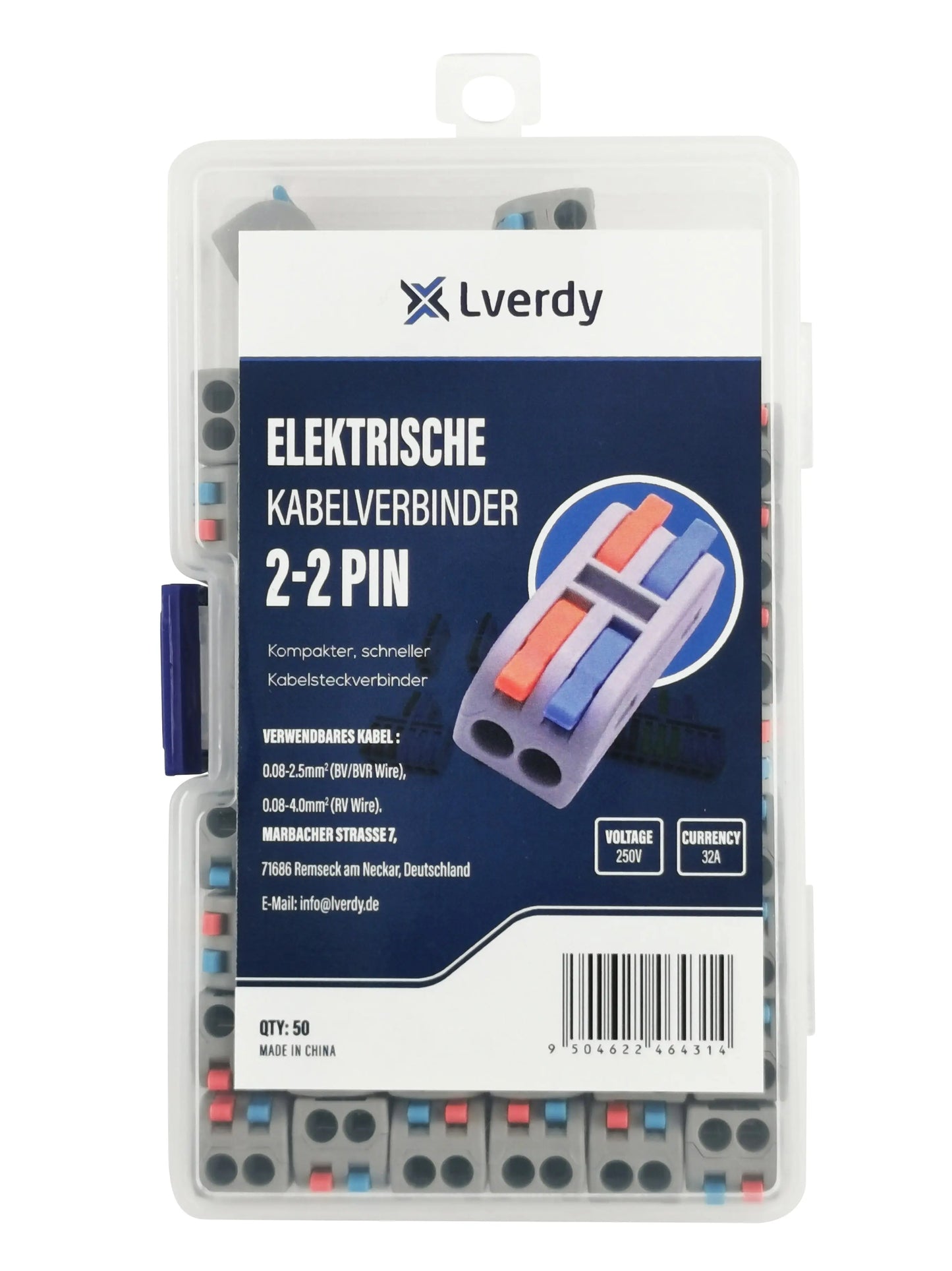 Lverdy Durchgangsverbinder 4 Leiter max. 4mm² Lverdy